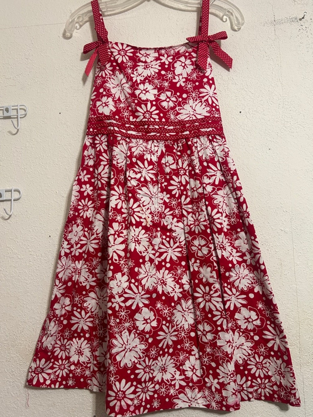 Girls Red Floral Sundress with White Print 419.14